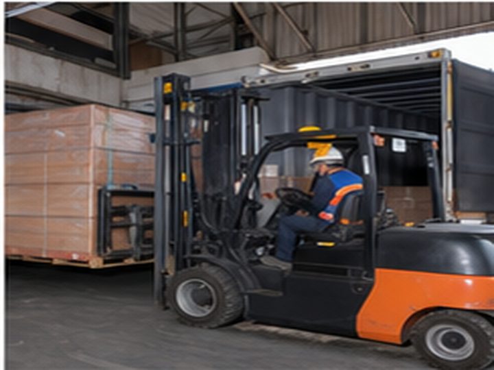 Forklift loading pallets for Japanese export logistics